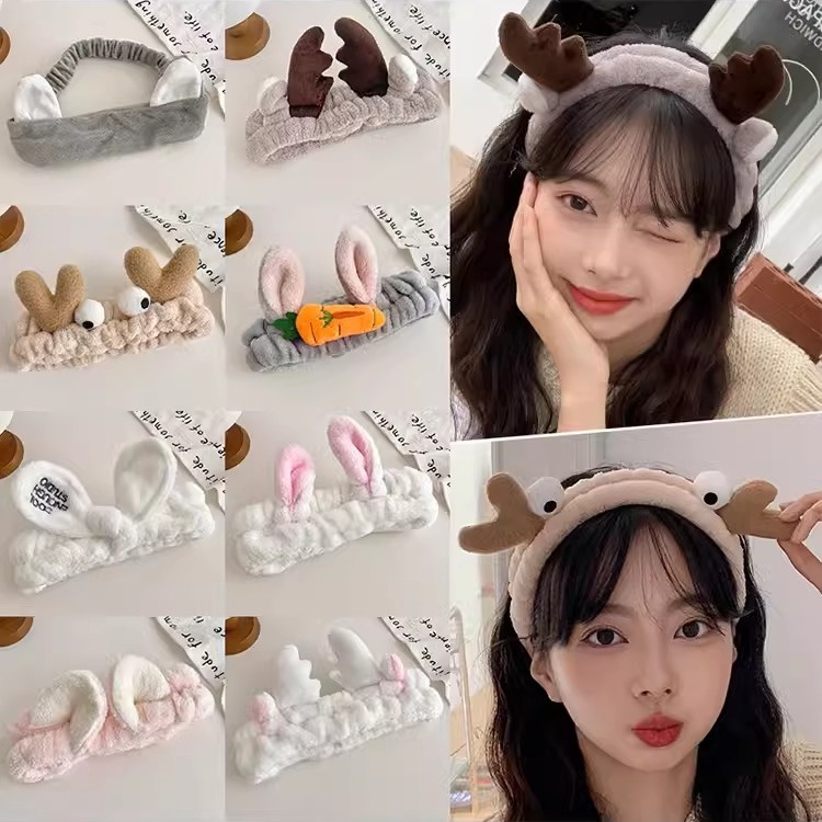 Băng Đô Cài Tóc Vải Bông Phong Cách Hàn Quốc Dễ Thương Dành Cho Nam Nữ Rửa Mặt