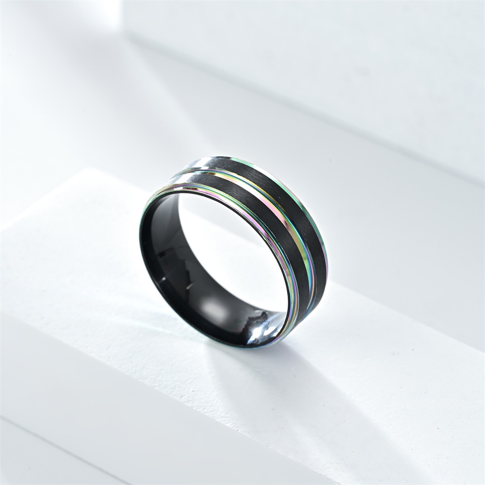 Nhẫn Hai Màu Đen 8mm Phong Cách Âu Mỹ Thời Trang 2023