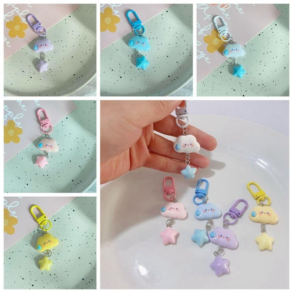 Francesco Móc Chìa Khóa resin Hình Đám Mây Ngôi Sao Đám Mây Hoạt Hình Ngôi Sao Đám Mây Cho Nữ