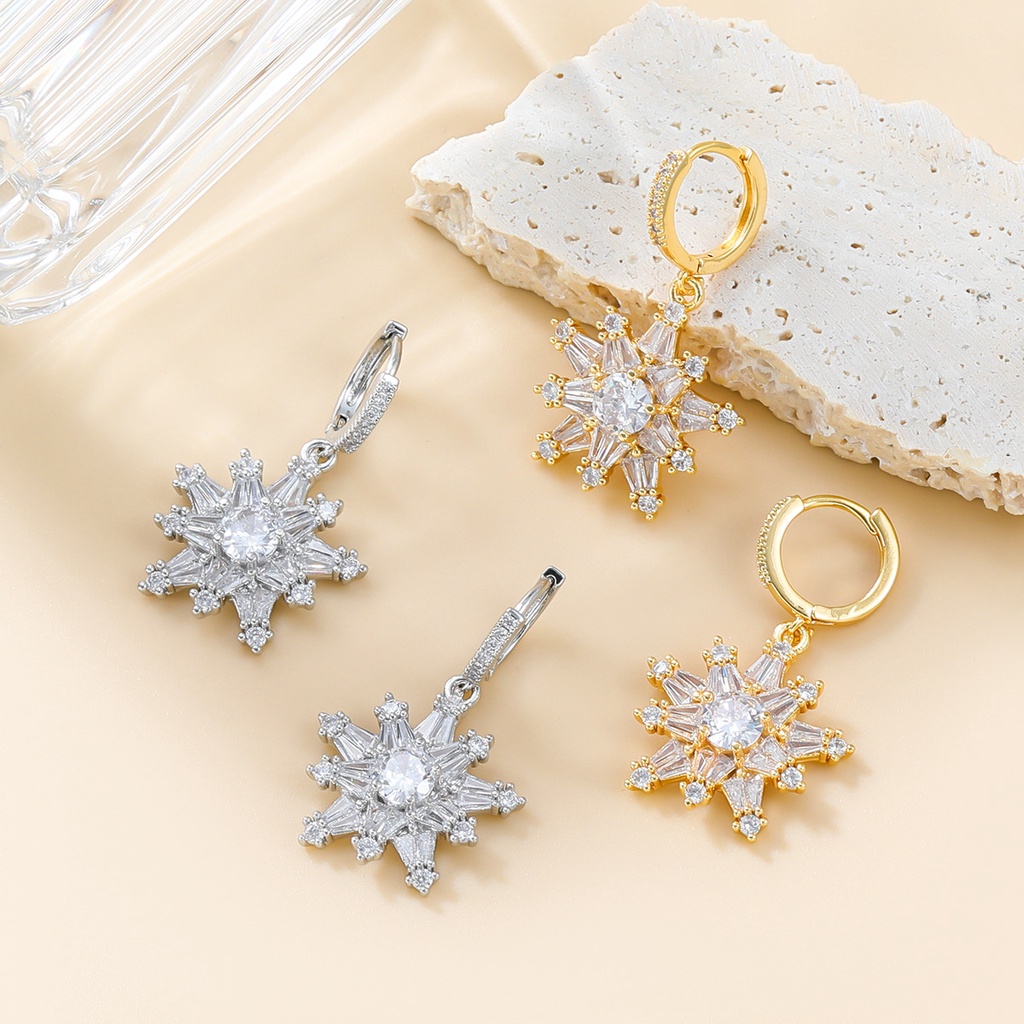 Khuyên Tai Thép Titan Đính Đá zircon Thời Trang