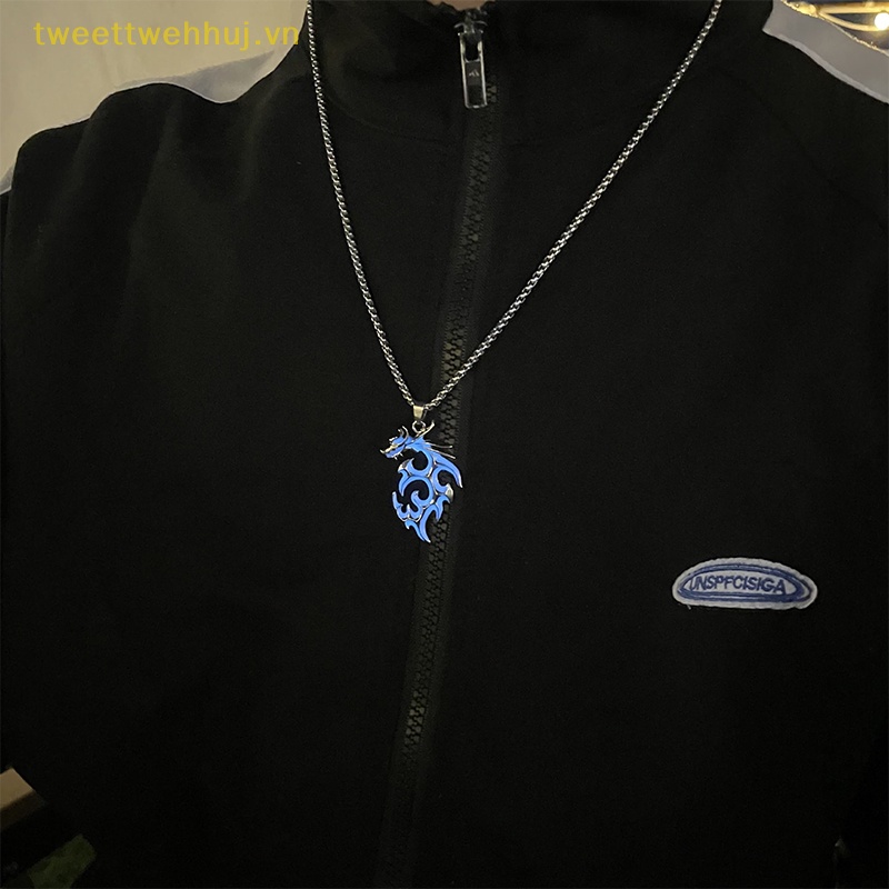Tweehuj Vòng cổ Mặt Hình Rồng Phát Sáng Trong Bóng Tối Phong Cách punk hiphop Cá Tính Cho Nam Và Nữ vn