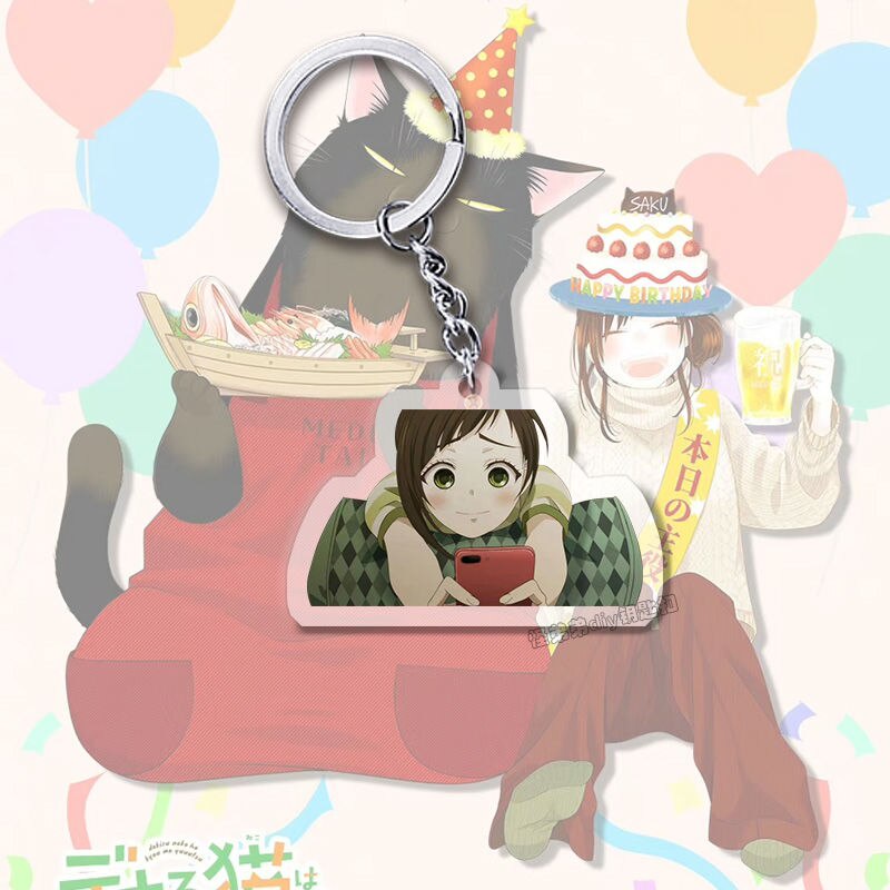 Dekineko Anime Keychain Women Yukichi Fukuzawa Saku Acrylic phụ kiện trang trí dễ thương