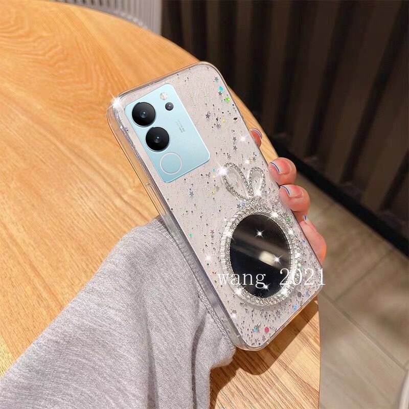 Ốp Điện Thoại Mềm Có Gương Trang Điểm Hình Vương Miện vivo v29 5g vivo v29e v29 pro y27 y78 y36 5g 4g 2023 vivov29 5g