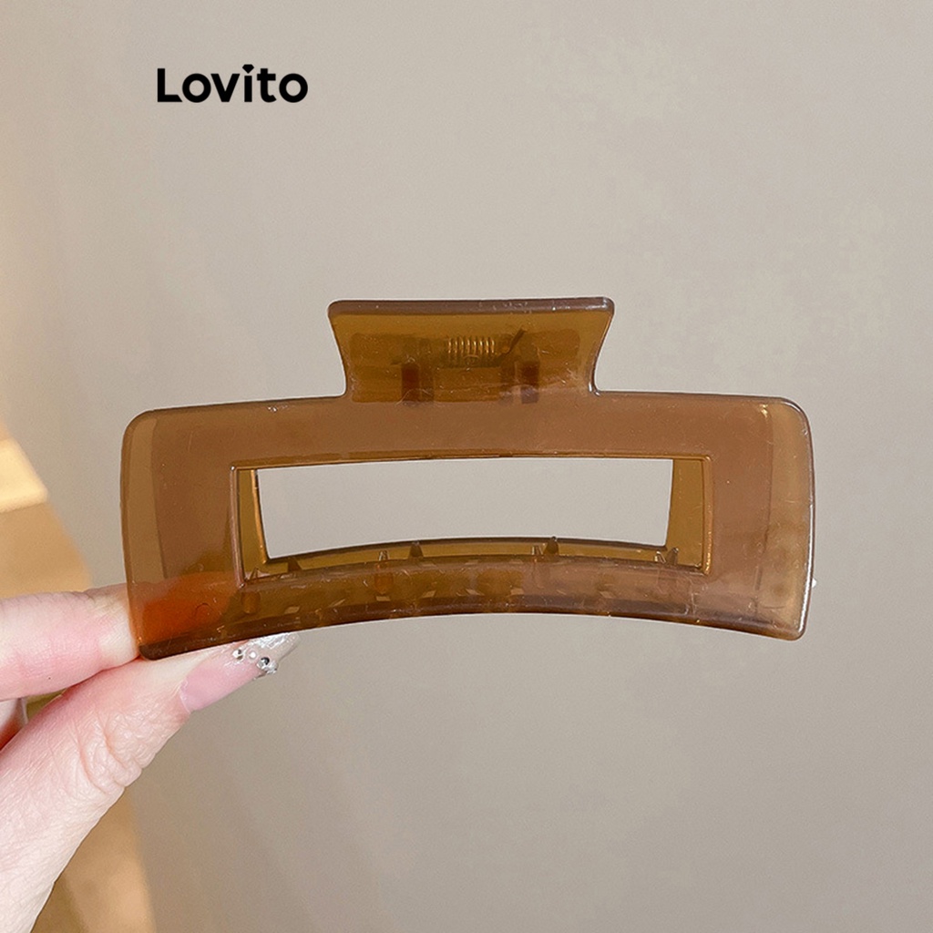Kẹp tóc LOVITO hình học cơ bản màu trơn thường ngày cho nữ L57AD014