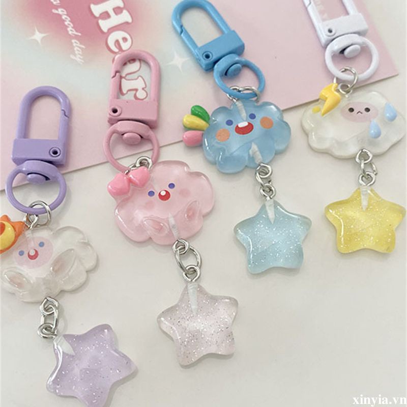🌺🌺Móc Khóa Hình Đám Mây / Ngôi Sao / Đám Mây Nhiều Màu Dễ Thương