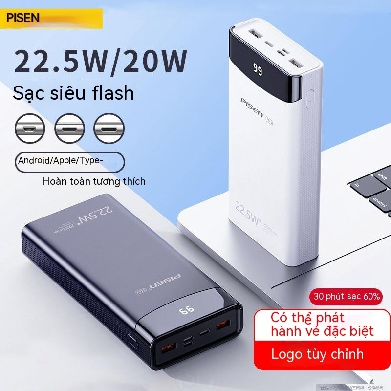 Pin Sạc Dự Phòng PISEN 22.5W Sạc Nhanh Dung Lượng Lớn 20000 MAh PDF 20W 10500 Flash 5A