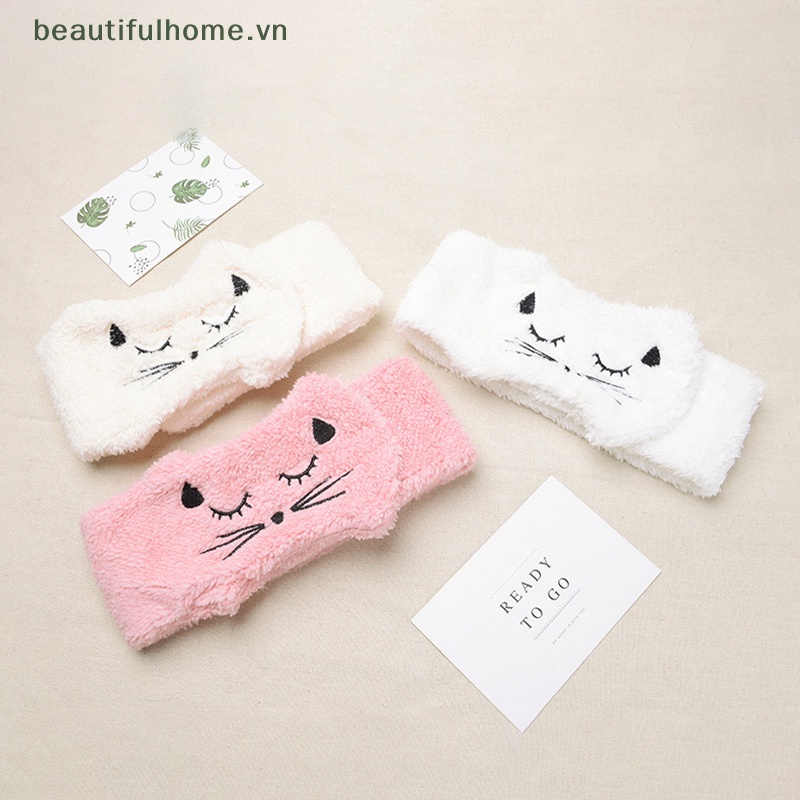 Băng Đô Cài Tóc / Băng Đô Cài Tóc / Rửa Mặt Hình Mèo Bằng Lông Cừu San Hô Dễ Thương Dành Cho Bạn Nữ