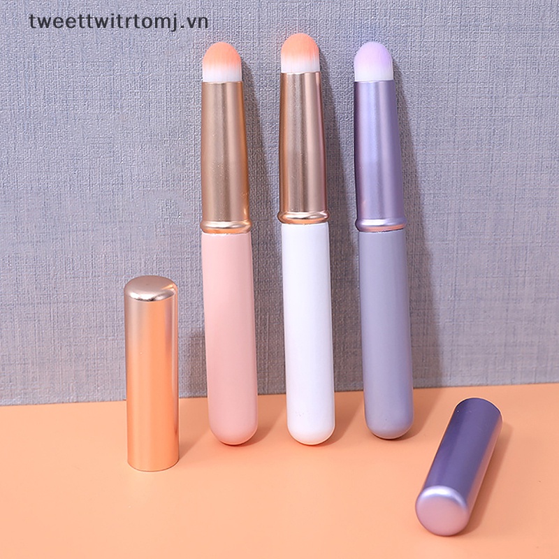 Cọ Trang Điểm Môi Đầu Tròn mini Có Nắp Đậy Mềm Mại Chống Nhòe vn