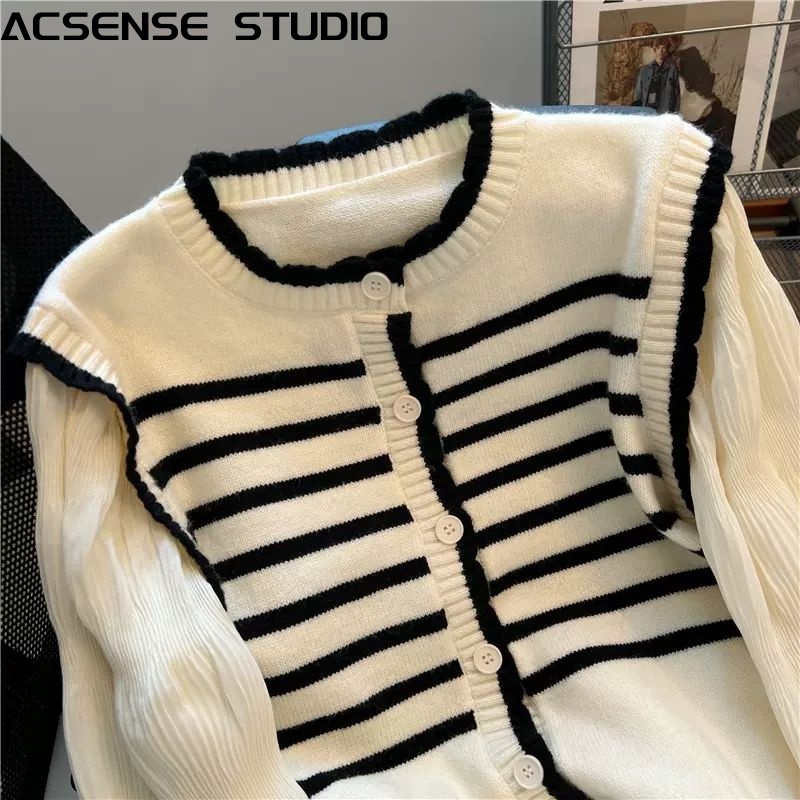 ACSENSE STUDIO Áo Len áo khoác cardigan Xu hướng Dễ thương Cute hàn quốc A21K0I737Z230913