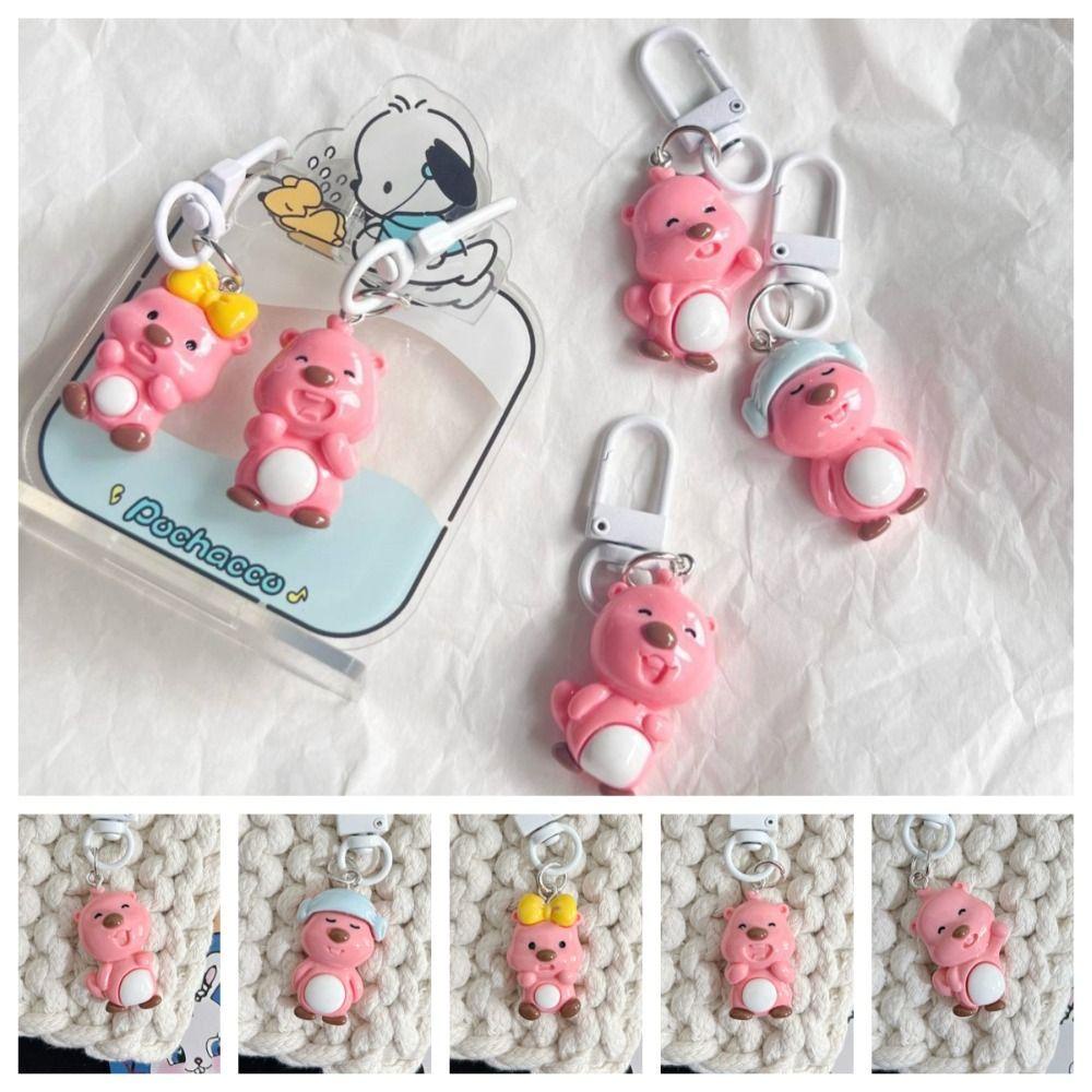 Shanhai loopy Móc Chìa Khóa Bằng Sợi resin Màu Hồng Họa Tiết Hoạt Hình Phong Cách Hàn Quốc