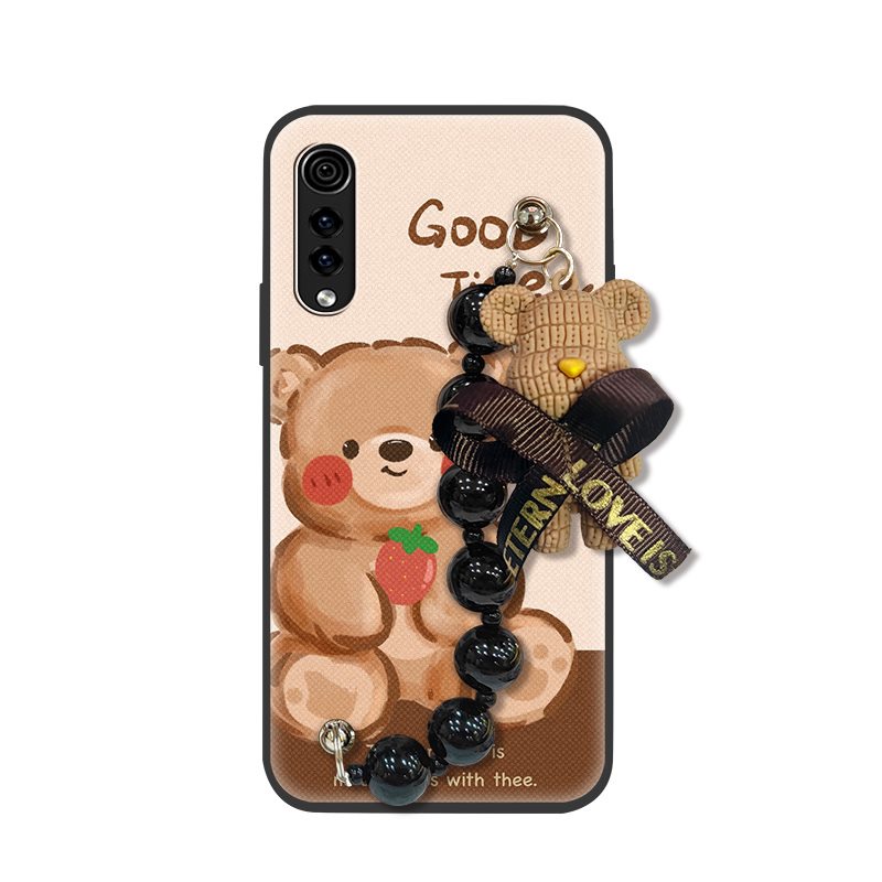 Silicone Anti-knock Phone Case For LG Velvet 4G/5G Back Cover cute Black pearl pendant Dirt-resistant phone case Cartoon