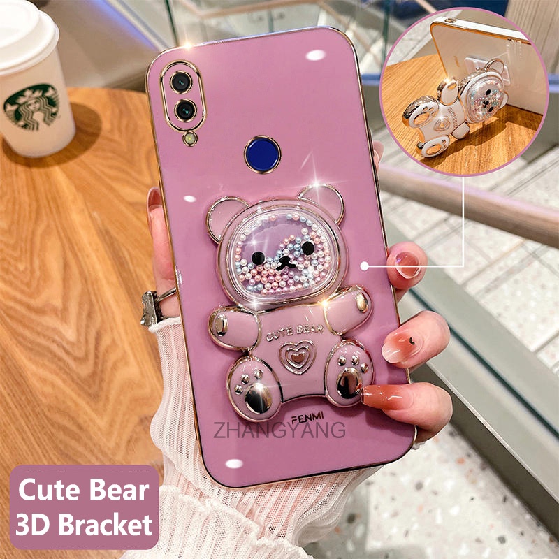 Ốp lưng redmi note 7 note 5 note 7 pro redmi 7 Ốp Điện Thoại tpu Dẻo Mạ Màu 3D In Hình Gấu Nhỏ Đáng Yêu Có Giá Đỡ Cho redmi note 7 note 5 note 7 pro redmi 7
