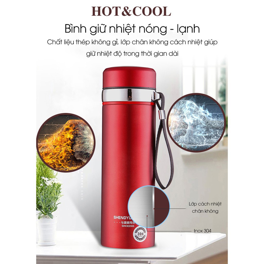 Bình Giữ Nhiệt Nóng, Lạnh Inox 1000ml 2 Lớp, Có Tấm Lọc, Giữ Nhiệt Lên Đến 8 Tiếng Cao Cấp