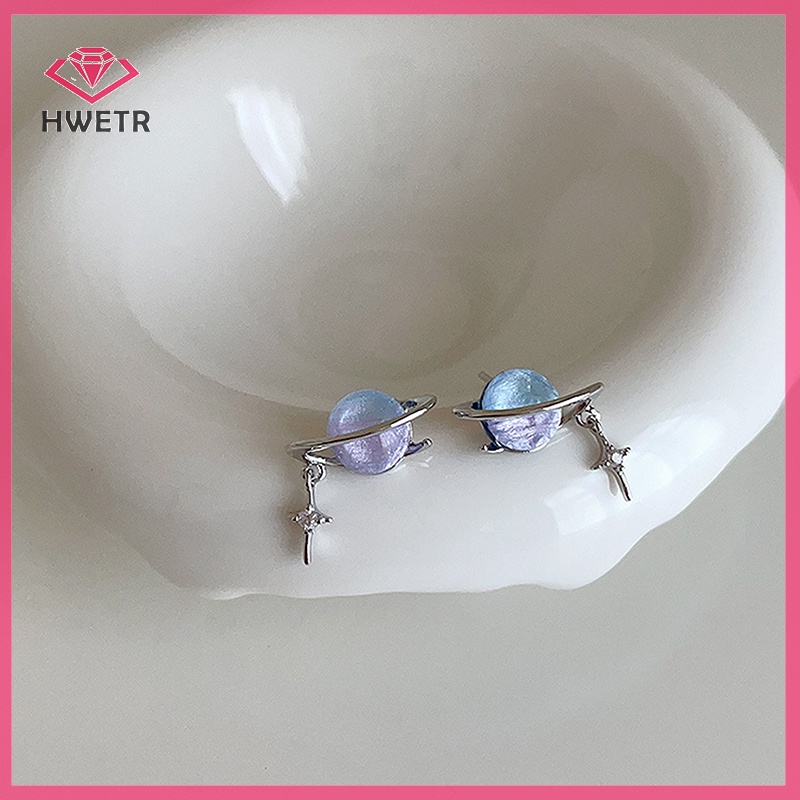 Hwetr Khuyên Tai Đính Đá Mắt Mèo Hình Hành Tinh Tinh Cá Tính Cho Nữ Mới