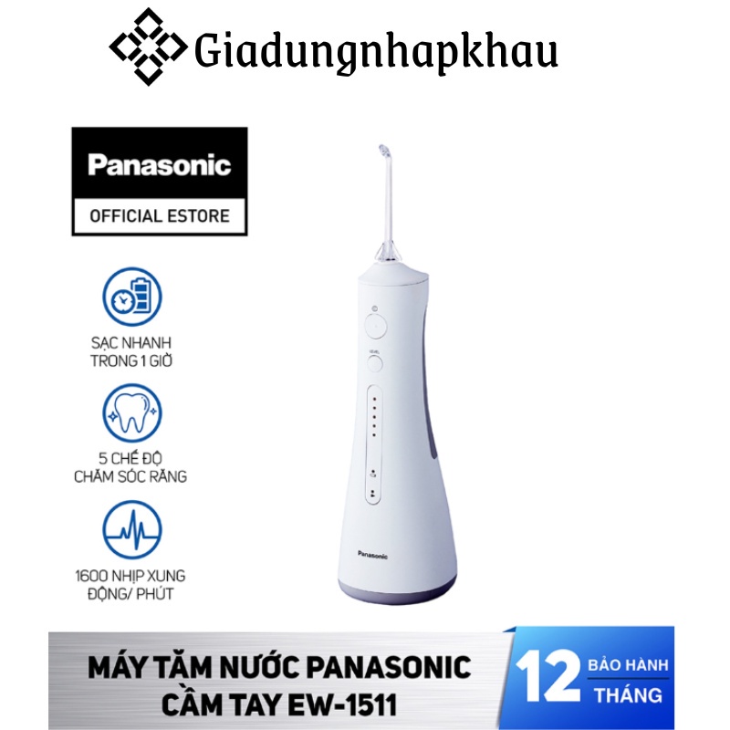 Máy Tăm Nước PANASONIC EW1511, Làm Sạch Bằng Sóng Ion Âm, Nhập Đức, 5 Chế Độ, BH 12 Tháng, giadungnh