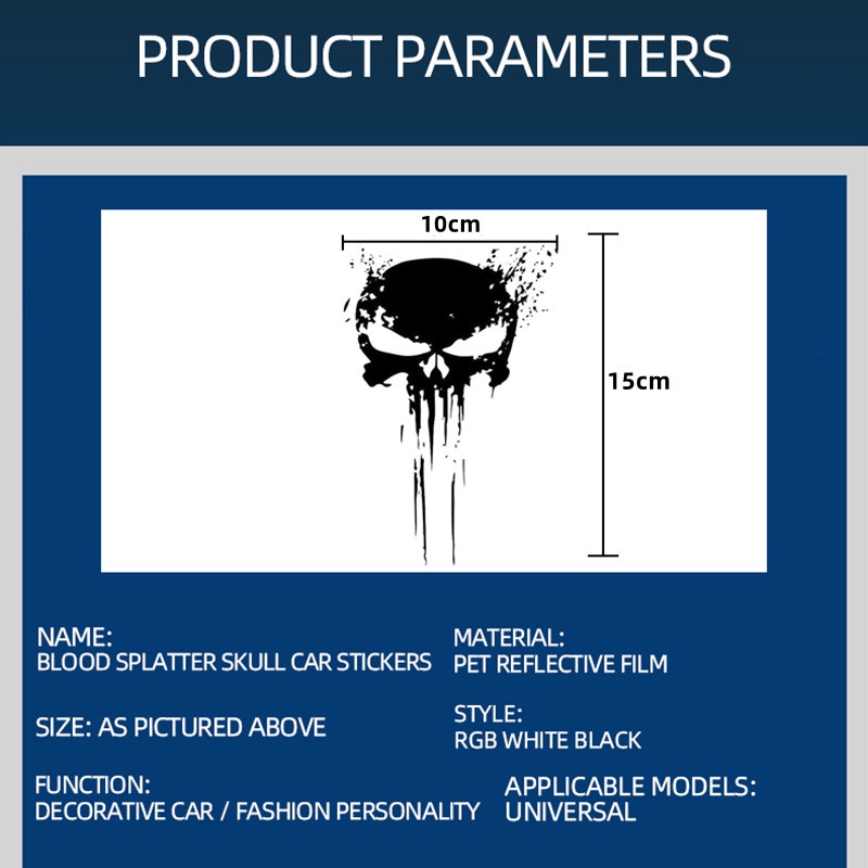 Miếng Dán Đề Can vinyl Phản Quang Chống Thấm Nước Hình Đầu Lâu Thời Trang Trang Trí Kính Chắn Gió Sau Xe Hơi / Xe Máy / halloween diy