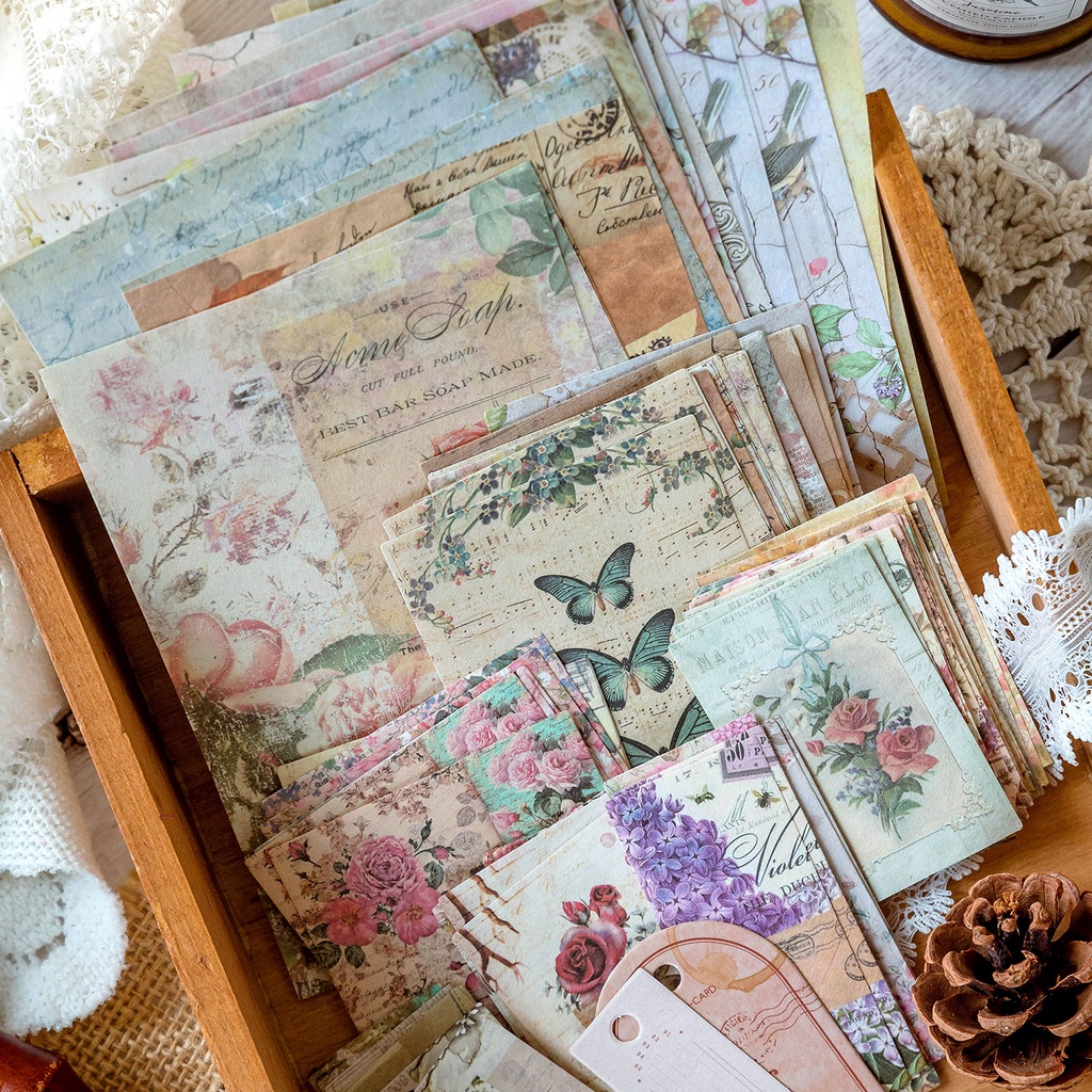 Bộ 100 Giấy Trang Trí Sổ Lưu Niệm Phong Cách vintage diy