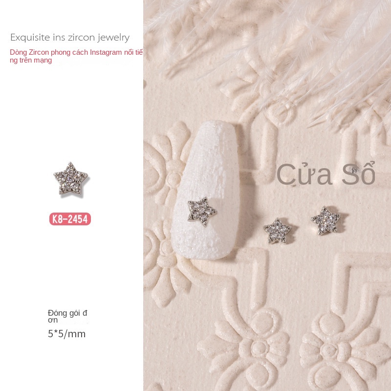 Dây Xích Đính Trang Trí Móng Tay Hình Trăng Sao / Trái Tim / Bướm