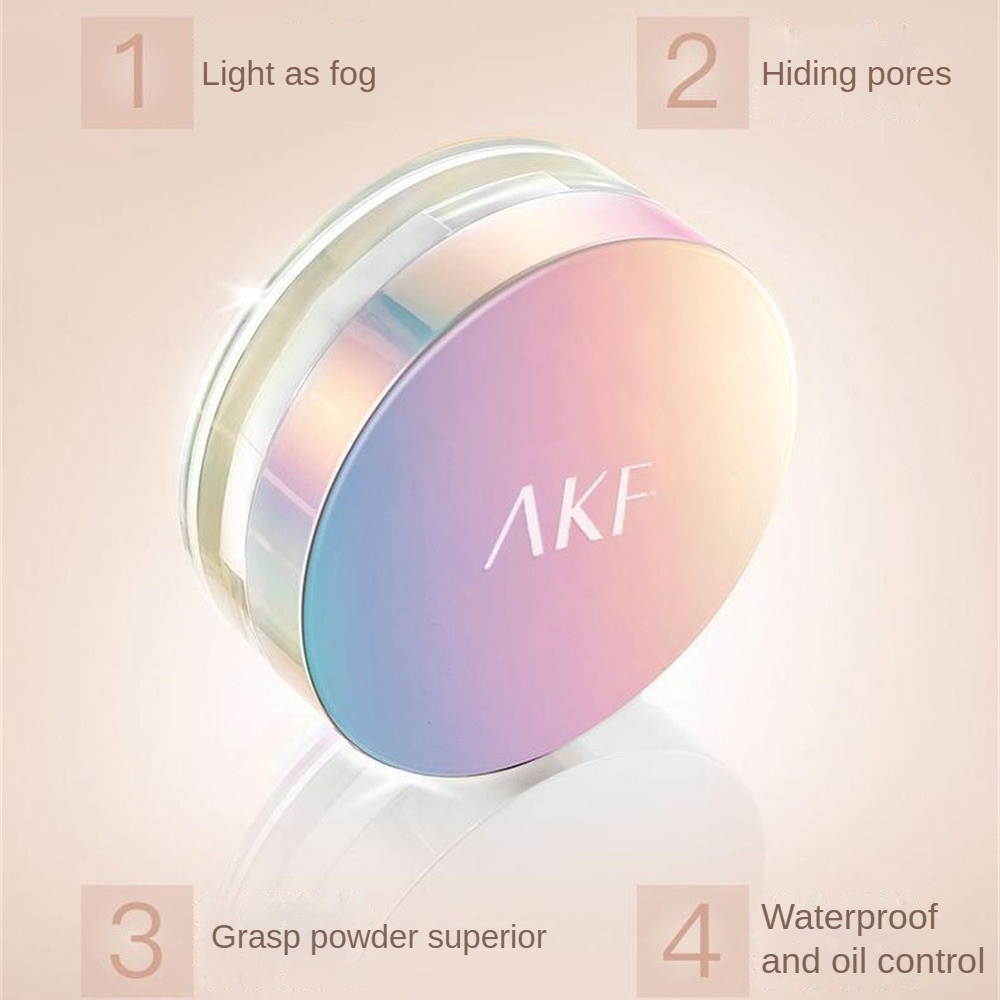 AKF Bộ Phấn Trang Điểm Kiểm Soát Dầu Lâu dài Che Khuyết Điểm Chống Thấm Nước Mồ Hôi Không Trang Điểm Da Khô Dầu Mật Ong Bột Prettyhat
