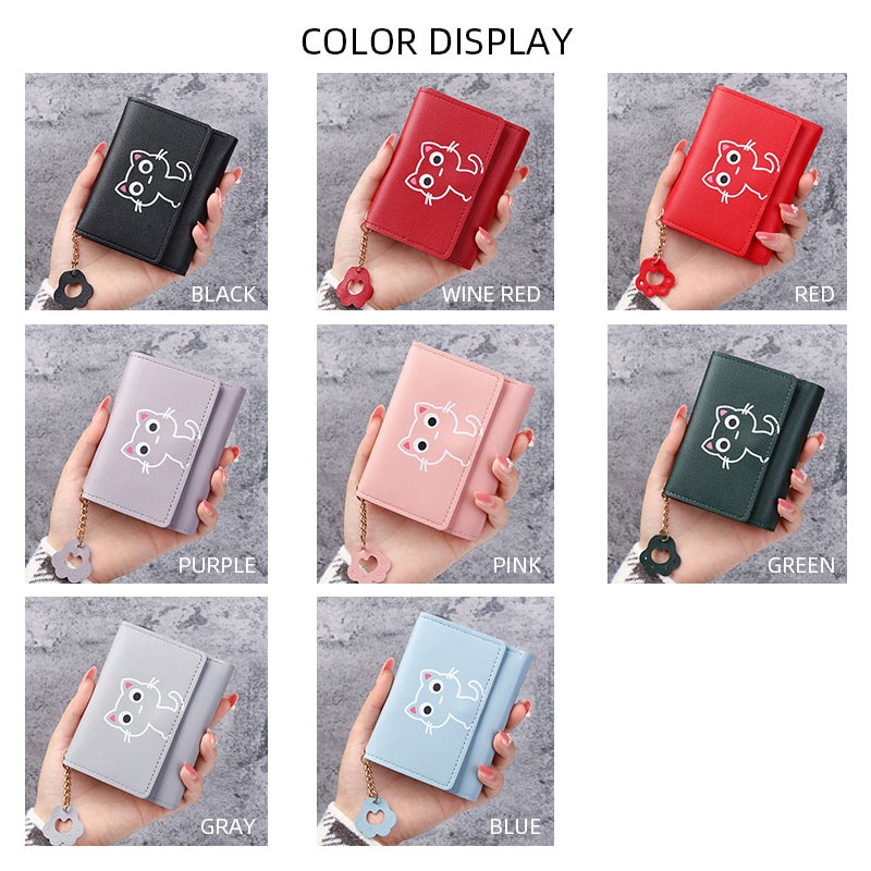 Ví Da Gấp Ba mini Thời Trang Cao Cấp Cho Nữ