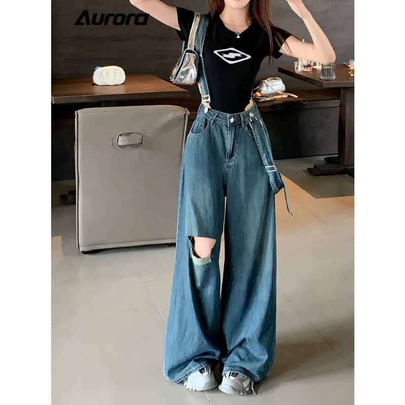 FUJIN quần ống rộng quần nữ jean hàn quốc Cổ điển Trendy Casual WNK2392ZXM38Z230922