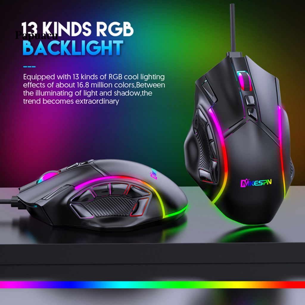 Papuacu Chuột Chơi game 12800dpi 12 Nút 13 Chế Độ Ánh Sáng rgb-Màu six-Li