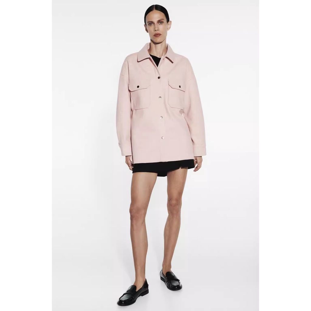 Zara Áo Khoác Sơ Mi Tay Dài Vải Mềm Thời Trang Mùa Thu Cho Nữ 3046263 710