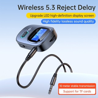 Bluetooth 5.3 Audio Receiver Transmitter Wireless Stereo Music Adapter Support TF Card Play with LCD Screen for TV Car