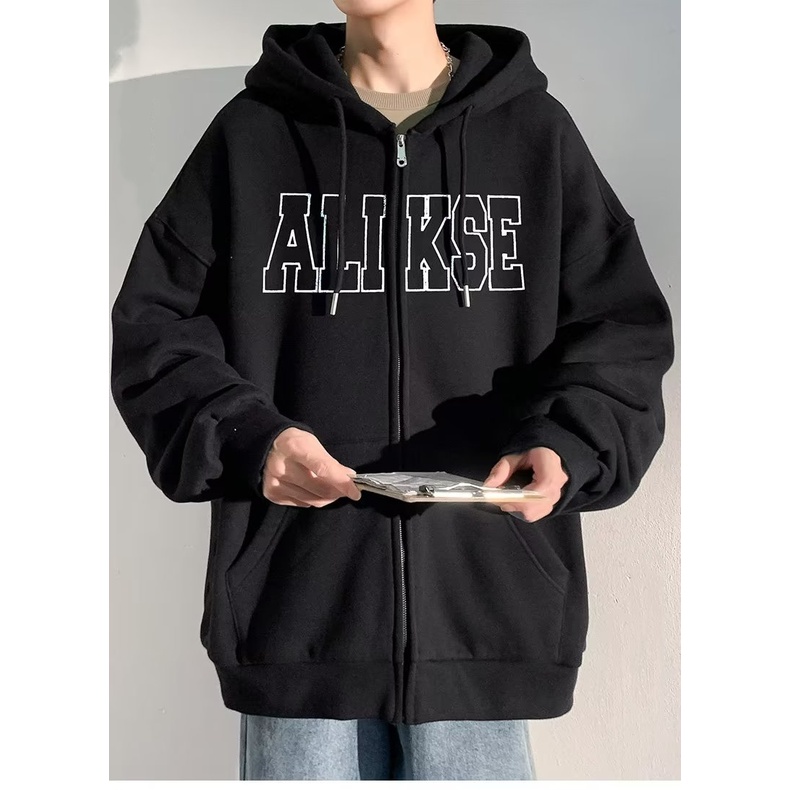 Áo hoodie Xanh Lá Dáng Rộng Có Khóa Kéo Phong Cách Hàn Quốc Thời Trang Cho Nam Và Nữ m-8xl