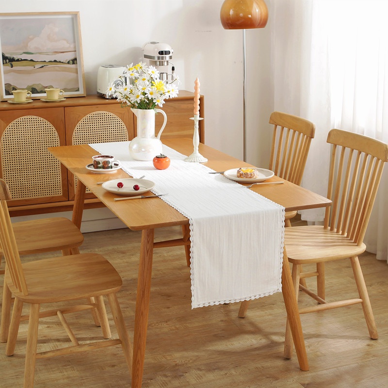 Khăn Trải Bàn / Ngăn Kéo Vải cotton Họa Tiết Kẻ Sọc Màu Trắng Phong Cách Mới