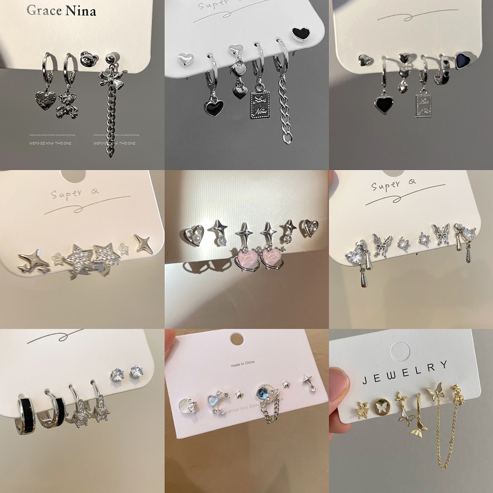 Bông Tai Mạ Vàng / Bạc Hình Bướm / Mặt Trăng / Ngôi Sao / Ngọc Trai Đính Pha Lê Thời Trang Cho Nữ