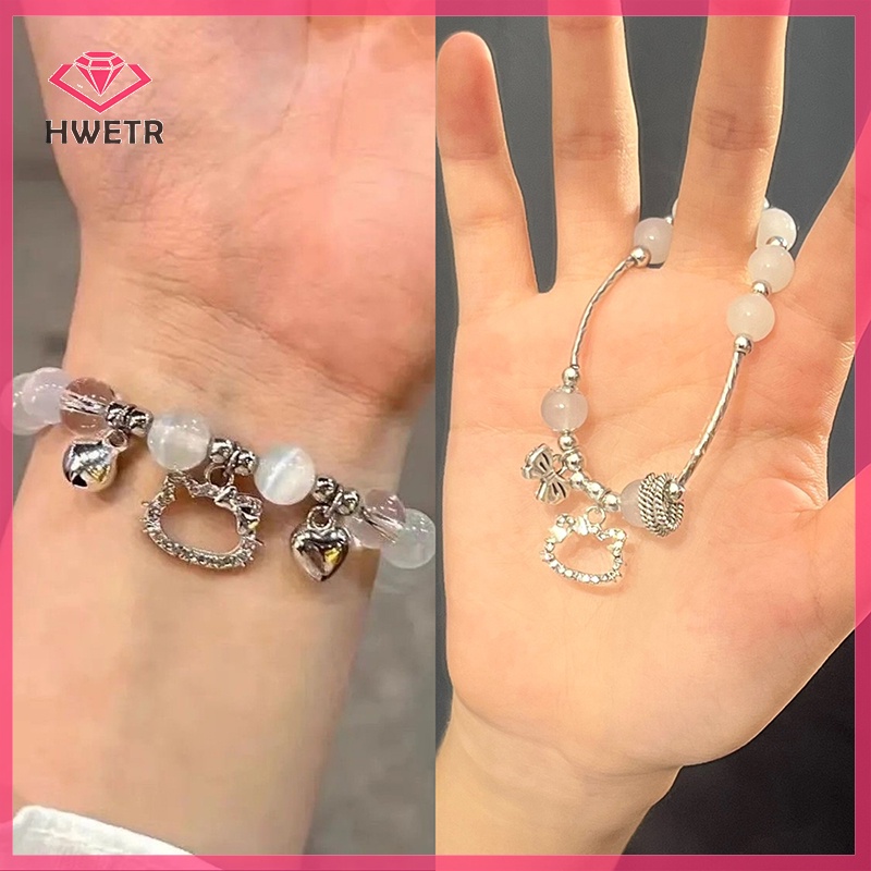 SANRIO Hwtr Vòng Tay Chuỗi Hạt Hợp Kim Hình hello kitty Thời Trang Ngọt Ngào Cho Nữ Mới