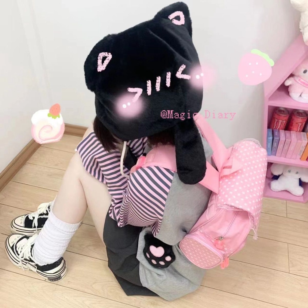 Lingneng maofu Mũ Trùm Đầu Bảo Vệ Tai Thời Trang Thu Đông Dễ Thương