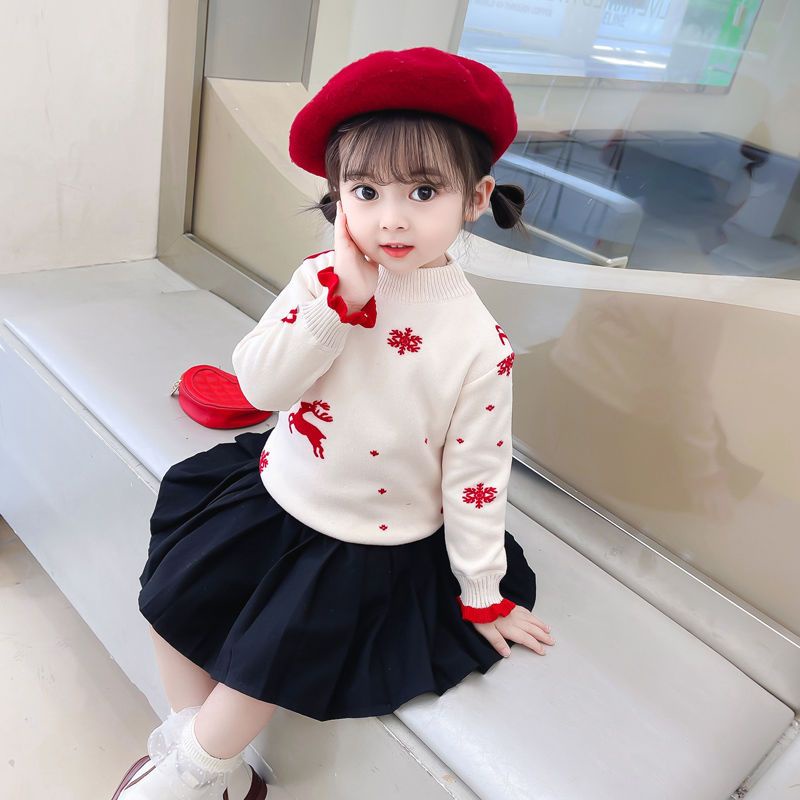 Áo sweater Chui Đầu Vải Nhung Họa Tiết Hoạt Hình Thời Trang Thu Đông Cho Bé Gái