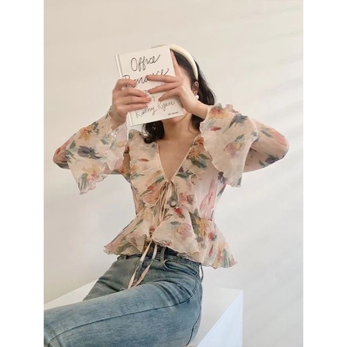 Áo Sơ Mi Ngắn Thắt Dây In Họa Tiết Sang Trọng Thoải Mái Thời Trang Mùa Hè Cho Nữ