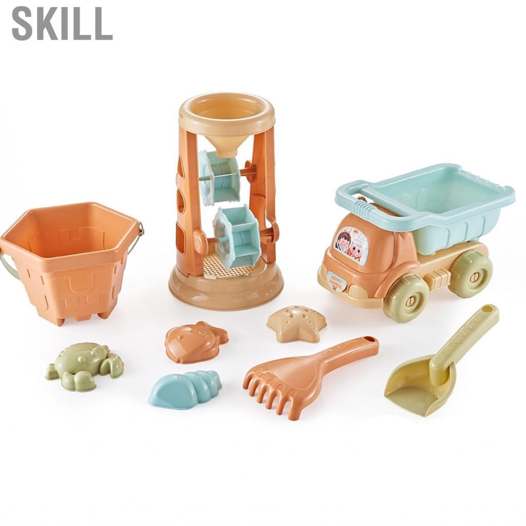 Skill Beach Toys  Plastic Safe Sand Play Set 10PCS Portable for Toddlers