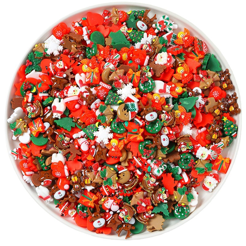 Set 10 Phụ Kiện Trang Trí Giáng Sinh Bằng Nhựa resin Cho Điện Thoại Màu Sắc