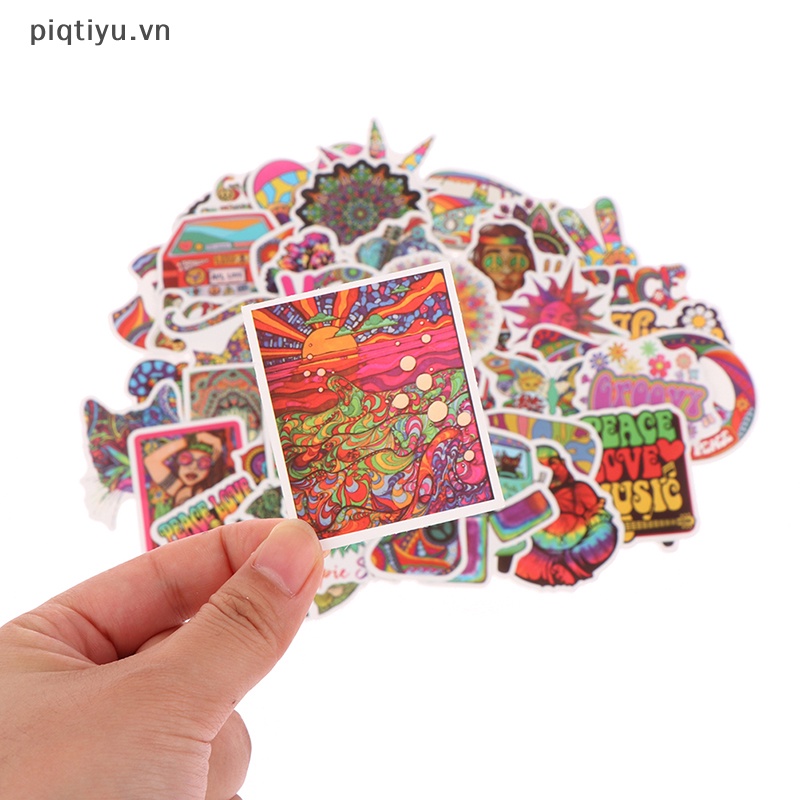 Bộ 50 sticker Dán Trang Trí Ván Trượt Hình hippie