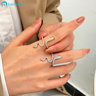 Nhẫn mạ vàng / bạc hình rắn đính đá pha lê phong cách cổ điển