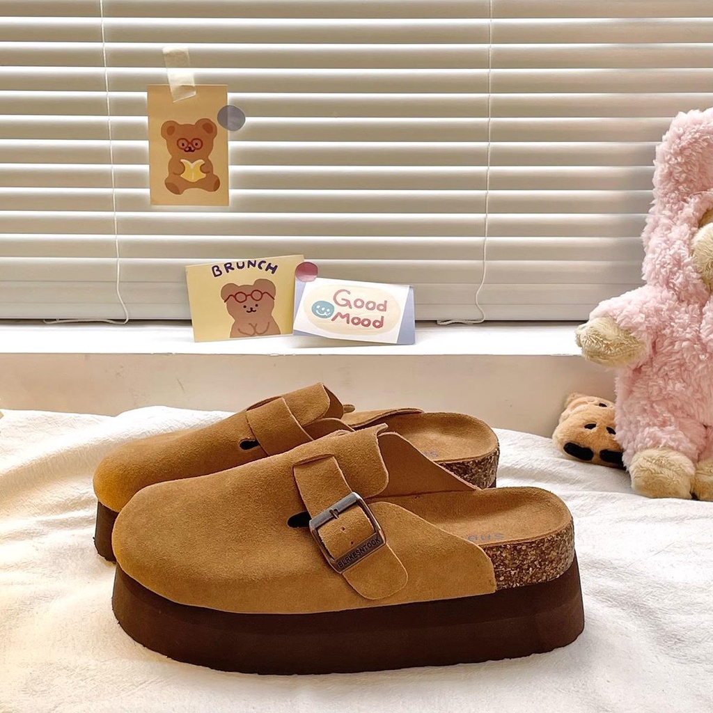 BIRKENSTOCK Giày Đế Dày Mũi Tròn Thời Trang Thu Đông Hàng Mới 2023