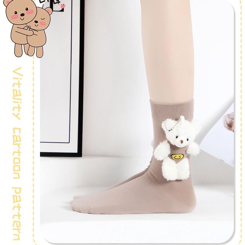 Hoạt Hình Vớ Ba Chiều In Hình Gấu Thỏ Phong Cách Hàn Quốc Dễ Thương Cho Nữ