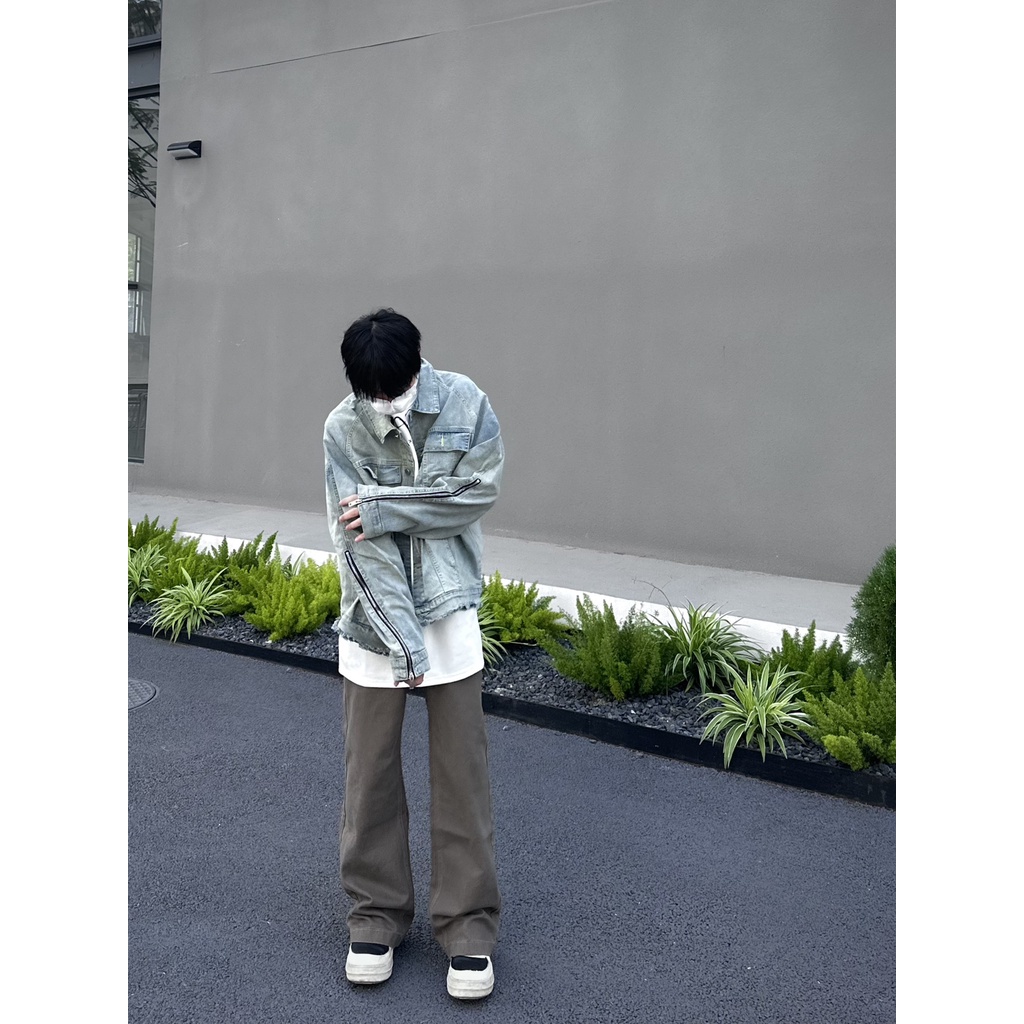 Quần Dài Ống Rộng Màu Cà Phê Phong Cách retro Mỹ Thời Trang Cho Nam