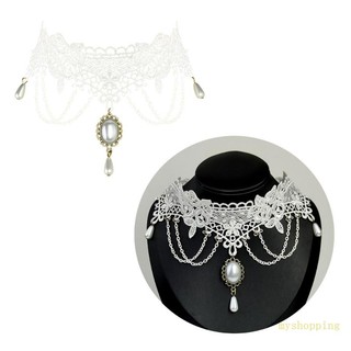 Ivy vòng cổ choker ren mặt đá quý thời trang