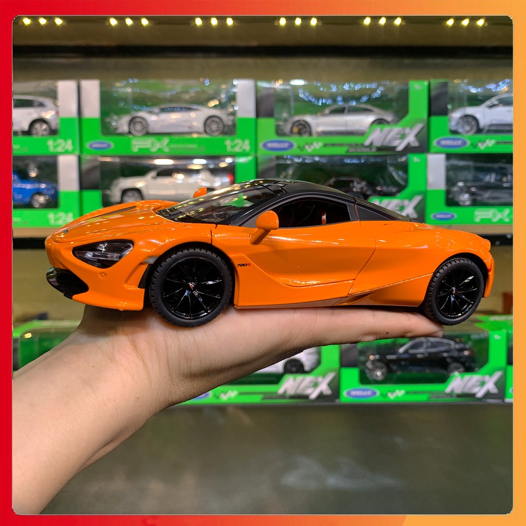 Giá rẻ Mô hình xe Mclaren 720S tỉ lệ 1:24 JINLIFANG sập sàn hộp bí ấn, tặng ô tô
