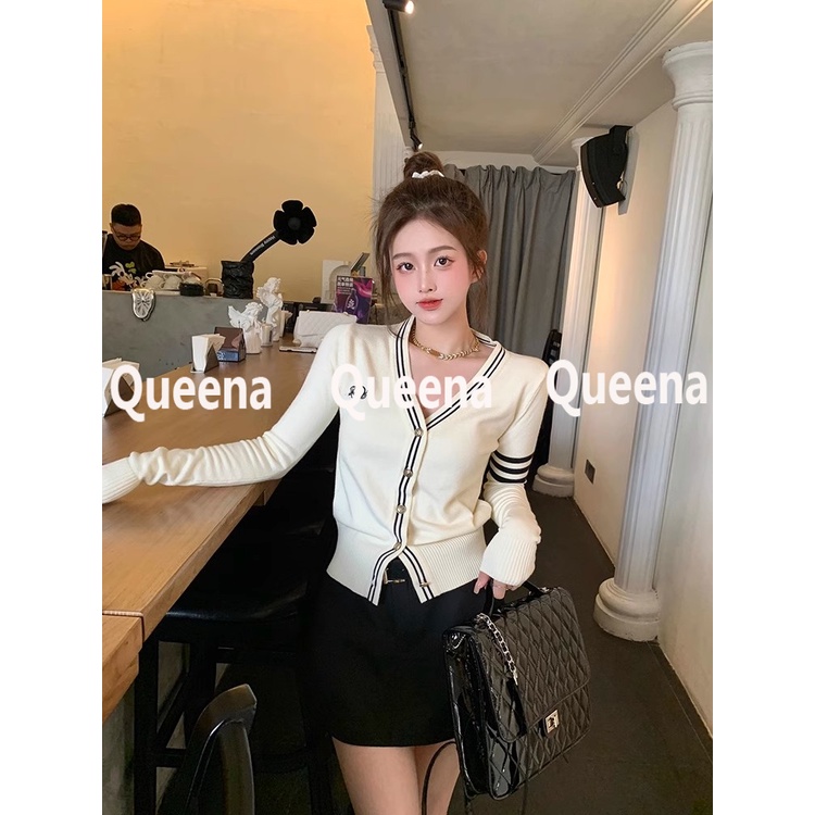 Queena Áo Len áo khoác cardigan Comfortable Casual xu hướng Popular WMY2393F7Z 40Z231007