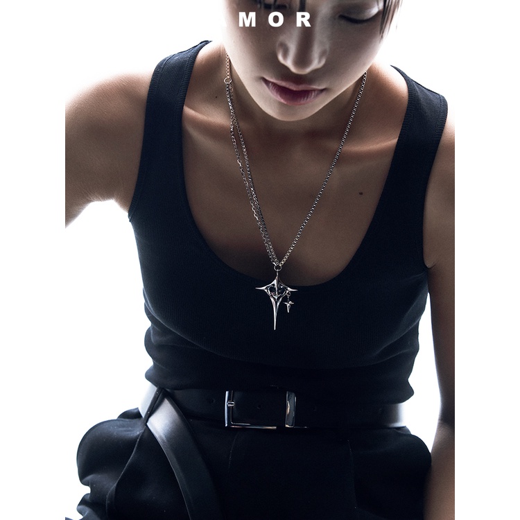 Vòng cổ Hai Lớp Mặt Thánh Giá Và Ngôi Sao Thời Trang unisex y2k