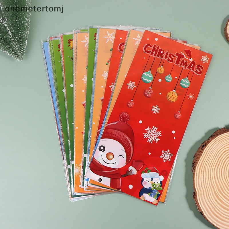 Onemetertomj Set 50 Túi Nhựa Đựng Bánh Kẹo Quà Giáng Sinh