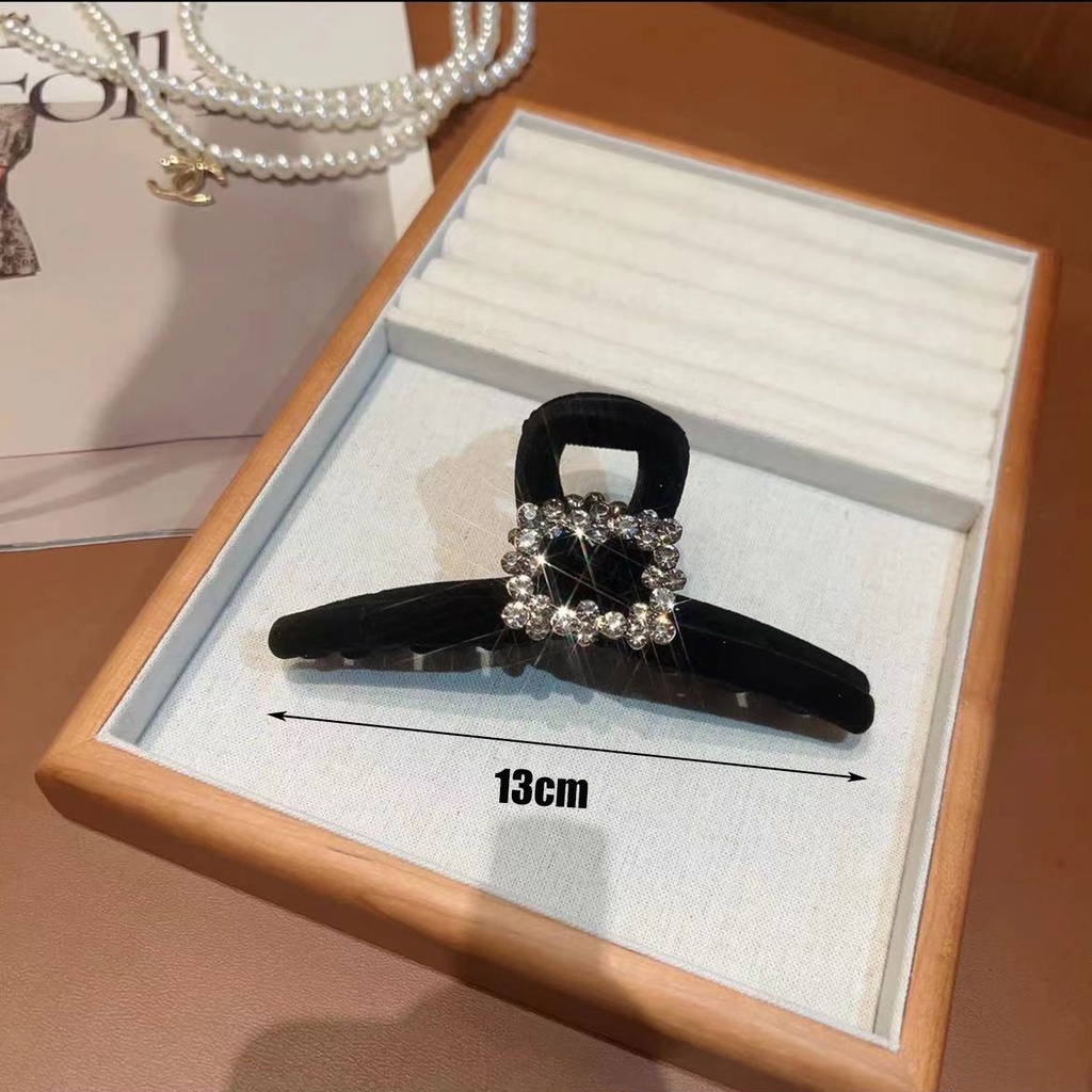 1 Kẹp Tóc Hình Vuông Màu Đen Kiểu Đan Chéo Cho Nữ 2 Kích Cỡ