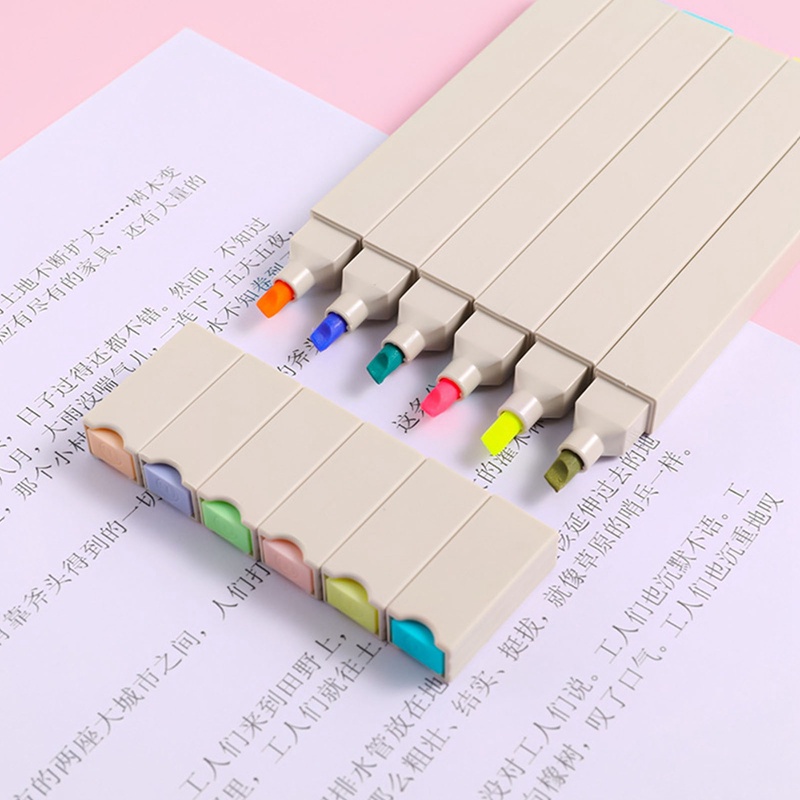Set 6 Bút Đánh Dấu Nhiều Màu Sắc Xinh Xắn