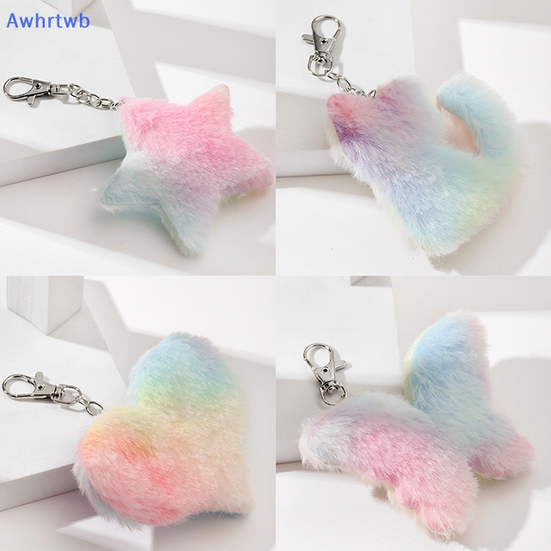 Awhrtwb Móc Khóa Hình Mèo / Bướm / Ngôi Sao / Trái Tim Nhồi Bông Nhiều Màu Dễ Thương Phụ Kiện Trang Trí Túi Xách